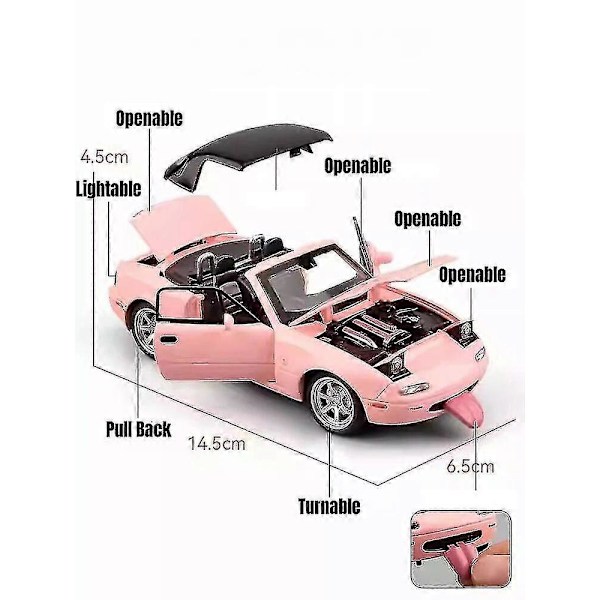 1/32 Mazda Mx-5 Miniature Diecast Mx5 Roadster Legetøjsbilmodel Lyd Lys Døre Åbnelige Samling Gave Til Børn Dreng Kid Boris WHITE