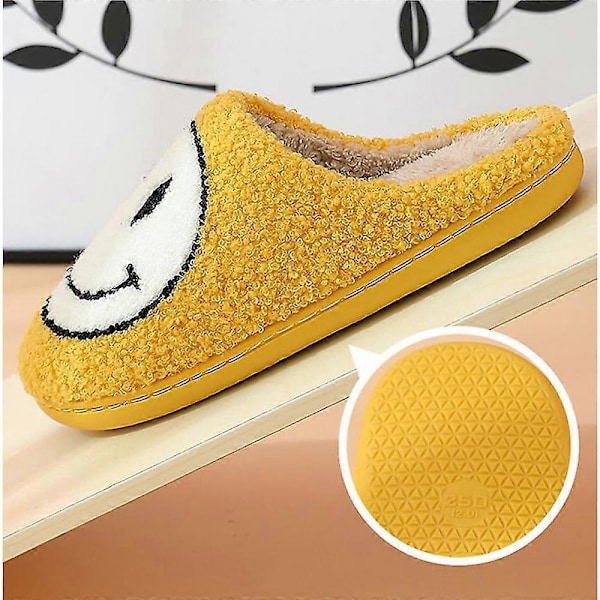 Leende Ansikte Plysch Bomulls Tofflor Kvinna Hem Söt Tjockt Sula Cartoon Non-s IKD Green 39-40
