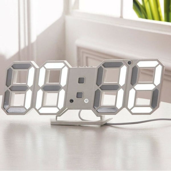Digitalt 3D-ur - Hvid Hvid