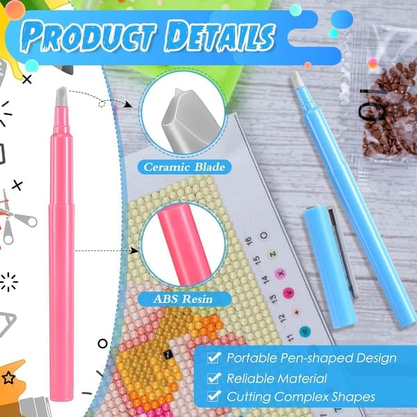 2 stk DIY Diamantmaleri Pergamentpapirkutter Presisjonshåndverk Keramisk Bladknivpenn for Kutting av Papirkunst med Utskiftbart Blad, Rosa,...