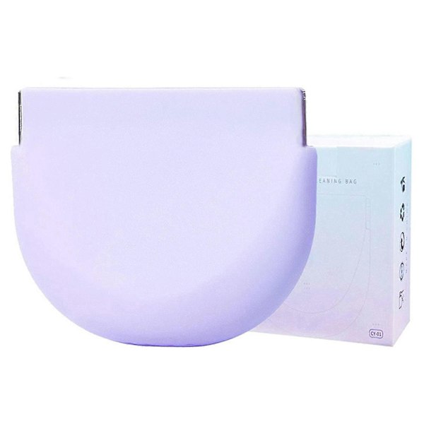 Silikonbeholder for tannregulering med snor, slitesterk myk tannproteseboks med ventilasjonshull kompatibel for Invisalign purple