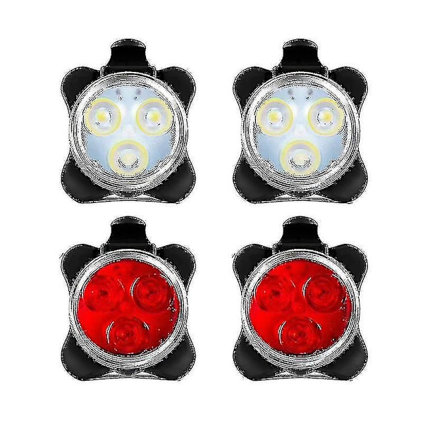 4 Pack USB Ladattava Polkupyörän Valosarja Etu- ja Taka LED Polkupyörä L...[HsSs]