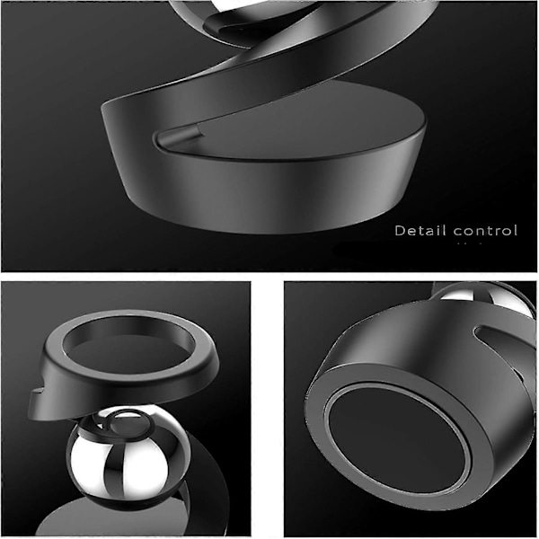 Tyngdkraftstrotsande kinetisk skrivbordsleksak, skrivbordsgyroskop, optisk illusionsleksak, sfär i rostfritt stål, stressreducerande kinetisk skulptur Black silver