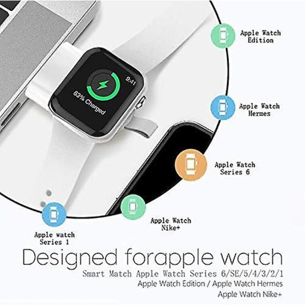 Oppdatert versjon Klokkelader, bærbar magnetisk trådløs lader for Iwatch ladestativ Trådløs kompatibel for Apple Watch Series Se 6 5 4 3 2 1