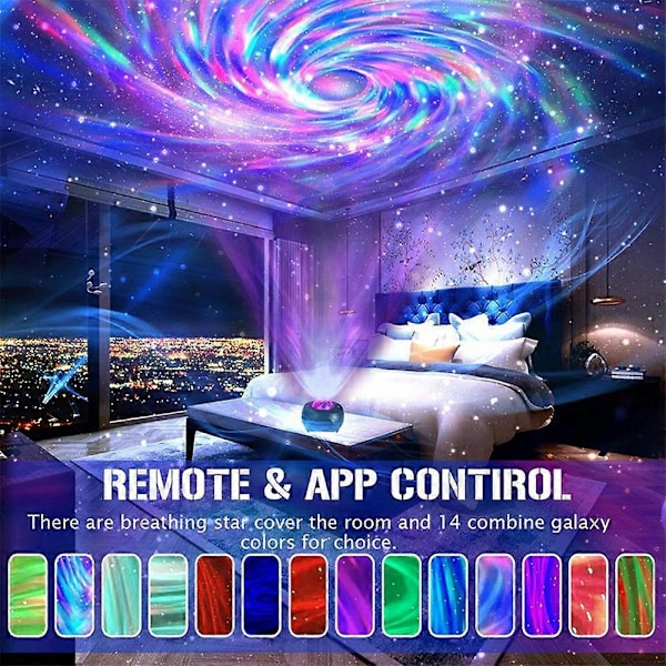 M1 Galaxy Stjärnprojektor Lampa Bluetooth Högtalare Roterande Aurora Nattlampa med Timer