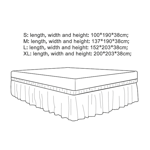 Sängkappa Silkeslen Lyxig Omlott Sängkappa Enkel Passform Jämna Icke-blekande Volanger Elastisk Grey XL