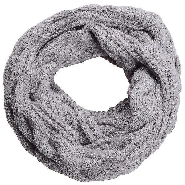 Damestrik Infinity tørklæde Circle Loop Varm mode tykt ribbet tørklæde grå