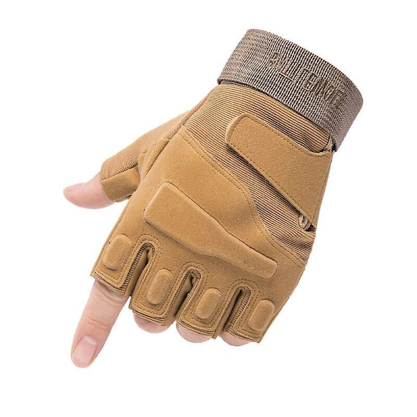 Taktiske Handsker Hær SWAT Militær Kamp Jagt Skydning Udstyr Fingerløse Brown XL