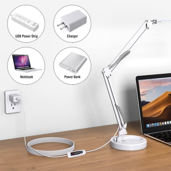 LED Skrivebordslampe - Clip-on LED Skrivebordslampe - Øyebeskyttelse - 3 Lysmoduser, 10 Lysstyrker