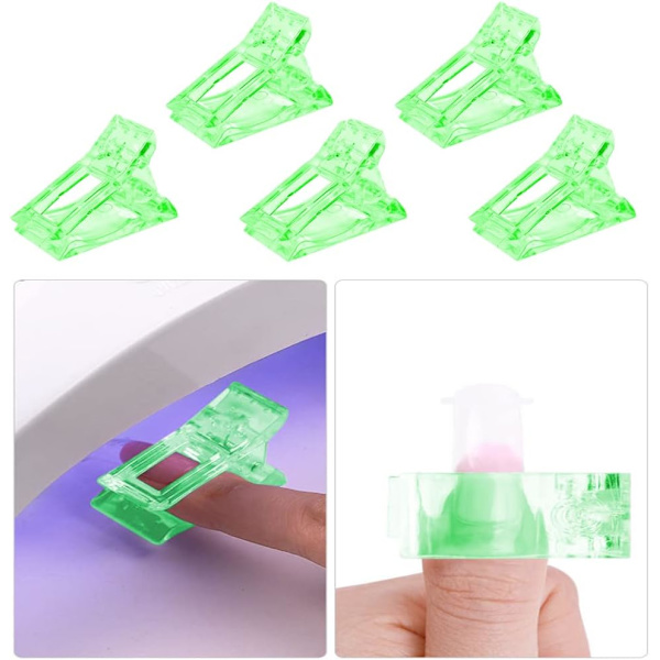 5 st Polygel nagelklämmor, nagelspetsklämma för snabbbyggande gel, transparenta nagelklämmor, nagelkonstverktygsklämma