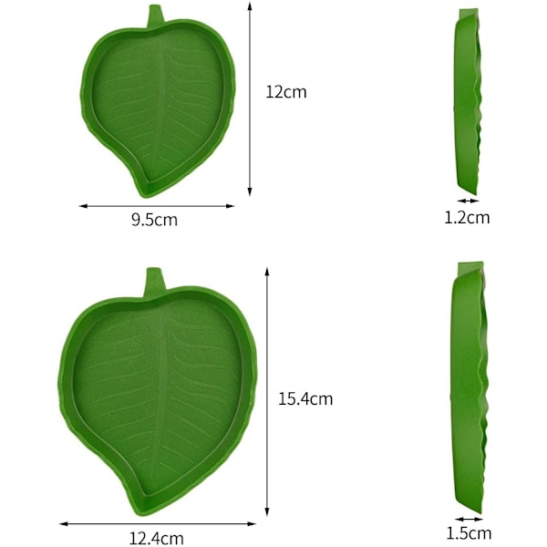 2 stk. bladformet reptilmat- og vannskål, reptilmater for skilpadde, maisorm, krypdyr, drikke- og spiseskål for kjæledyr, 2 størrelser
