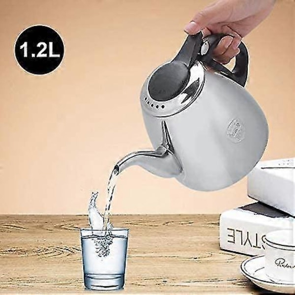 Tekander til induktionskomfur med varmebestandigt håndtag, kaffekande i rustfrit stål, tekedel, te- og kaffesæt (1,2L)