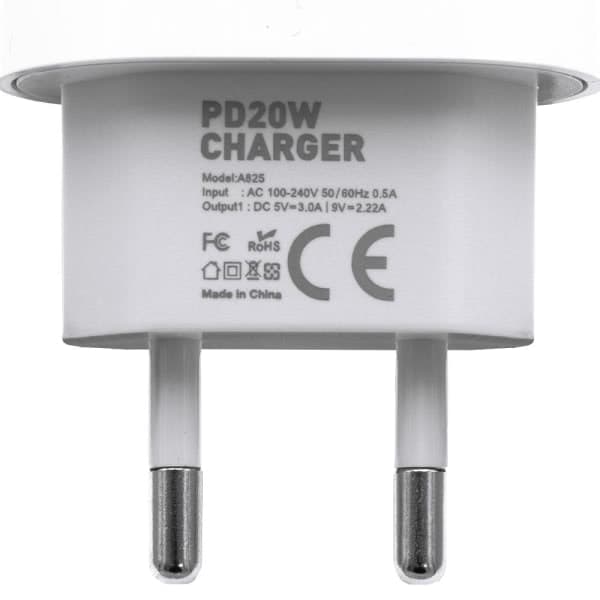 Lader - Hurtiglader - Adapter + Kabel 20W USB-C 2m Kabel Hvit 1-pakning