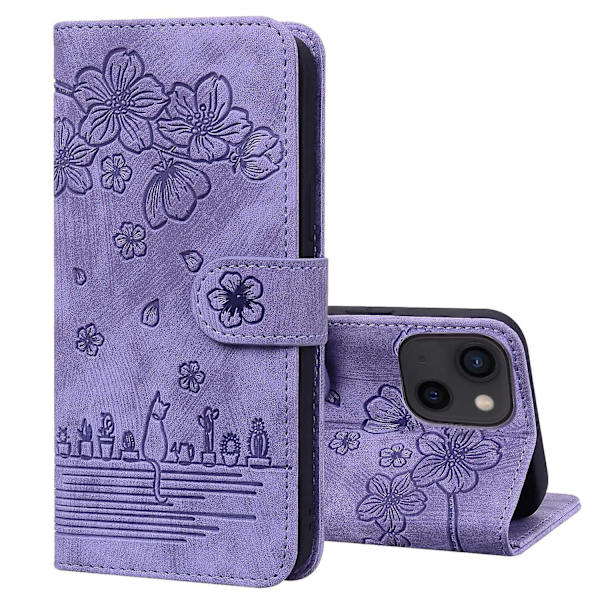 Sakura Kat Læder Etui til iPhone 15 Plus