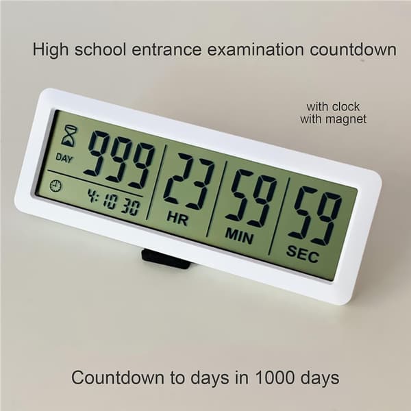 Digital 999 Dagars Nedräkningstimer Display Tidsklockor för Pension Semester Black