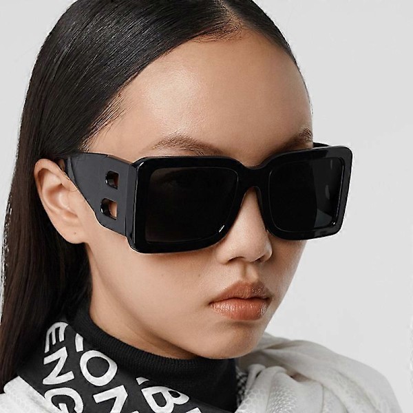 Ylisuuret neliönmuotoiset aurinkolasit naisille muoti 2023 uudet vintage-tyyliset suuret kehykset aurinkolasit miehille UV400-suoja silmälasit Oculos Gafas De Sol black gold as picture