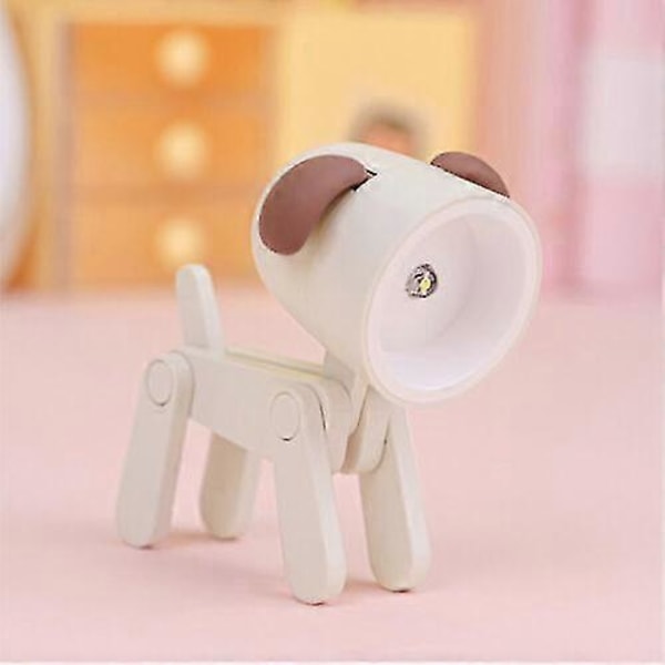 Mini Tegnefilm Dyr LED Skrivebordslampe Bærbar Justerbar Sød Kæledyrsnatlampe, Bærbar Mini Telefonholder Kreativ Dekorativ Pynt Gave Beige dog