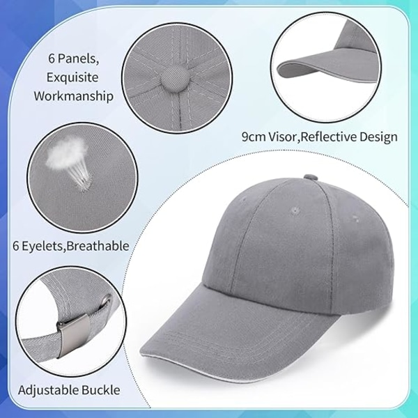 Unisex Bomull 6 Panel Vanlig Baseball Cap Justerbar Pustende Sommer Sol Visor Hat Trucker Cap Utendørs Sport Hat