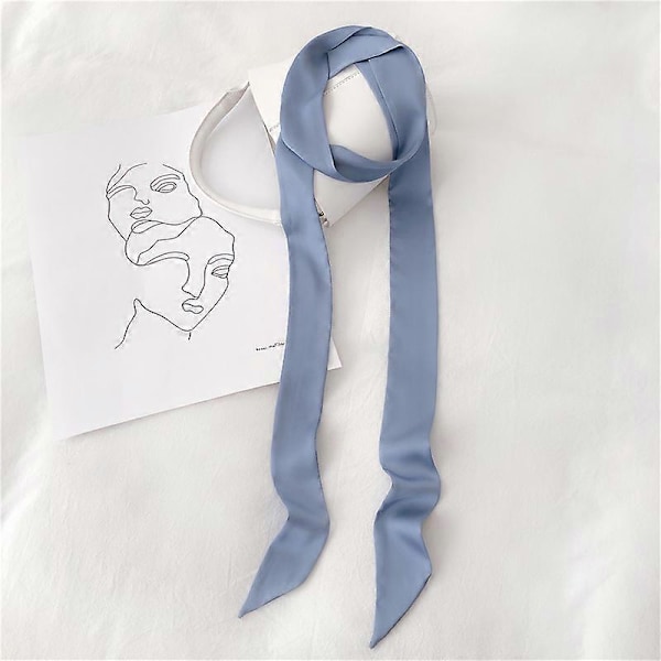 Smal Lång Damscarf 200x5cm Enfärgad Chiffong Silke Gummi Röd Slips Svart Väska Band Hårband Choker Streamer milk white