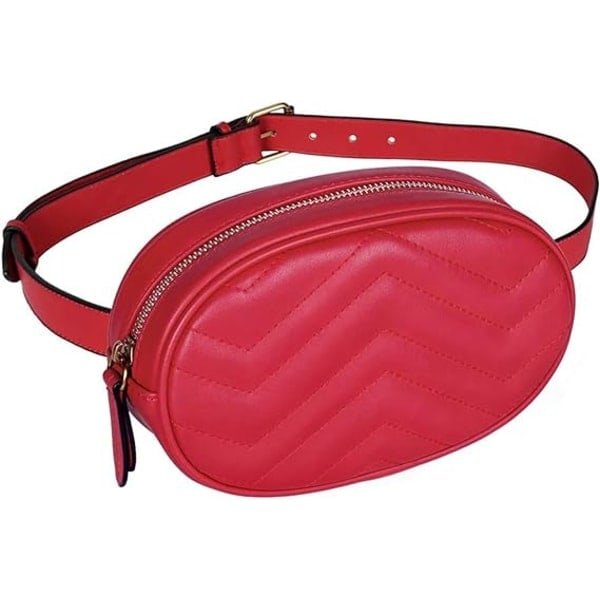 Vyötärölaukku, PU-nahkainen vyötärölaukku naisille, vedenpitävä fanny pack, päivittäiseen käyttöön, lomalle, ostosten tekoon, matkustamiseen red