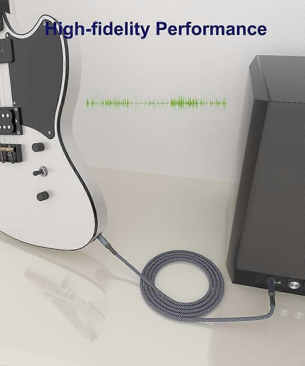 för Elebase 1/4\" TRS Instrumentkabel 3m 2-pack, Rak 3.5 till 6.5 Hane Stereo Ljud Interconnect Kabel för Elgitarr, Bas, Keyboard, Mixer