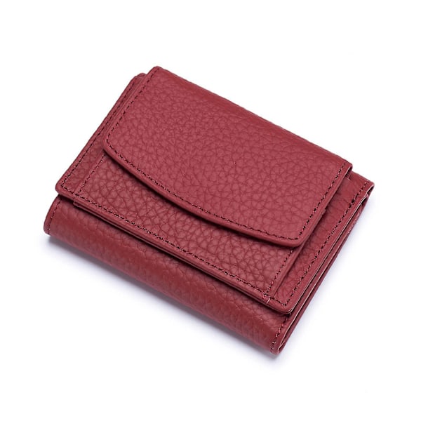 Premium Plånböcker för Kvinnor Liten Trifold Kreditkortshållare med Lädervikbar Myntficka Wine Red