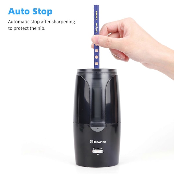 tenwin Automatisk Elektrisk Blyantspidser Heavy-Duty Spiralblad til Hurtig Spidsning Justerbar Spidsstyrke til 6-12mm Blyanter til Studerende Kunstnere Hjem S
