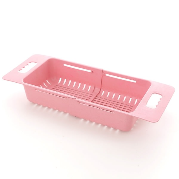 Luovia kodin sisustuksen päivittäiset tarpeet Perheen päivittäinen keittiön esineiden säilytysallas Vehnäkuitu Retractable Drain Basket (Pink + Blue)