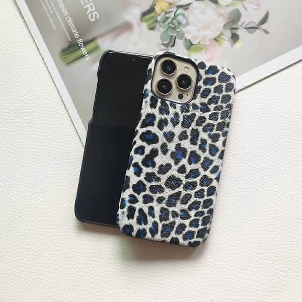 Leopardmönstrat mobilskal för iPhone 14 Pro Max PC+PU-läder (Ej full täckning)