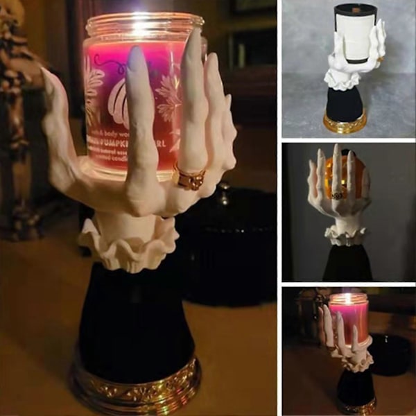 Halloween Dekoration Resin 3D Häxhand Ljushållare Skräck Gotisk Hem Skrivbordbricka för Halloween Tema Dekor