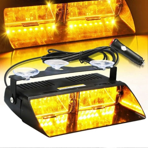 16 LED Högintensiv Vindruta Nödsituation Varningsljus Stroboskoplampa Yellow