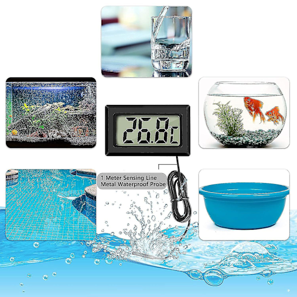 4x Digital LCD Termometer Temperaturmätare Med Extern Sond För Kyl Frys Kylskåp Akvarium (4x Svart)