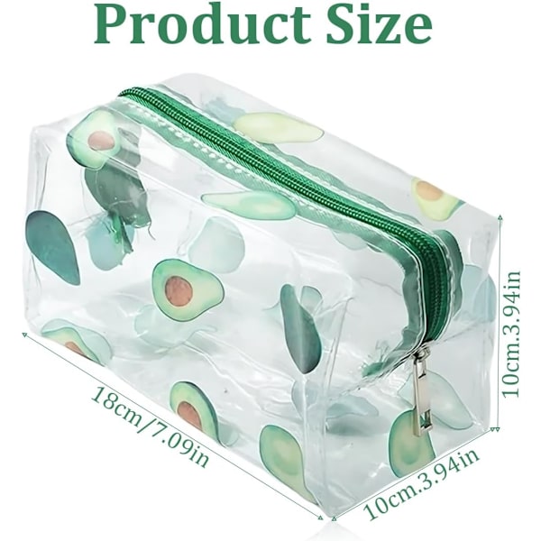 1 st PVC transparent kosmetisk väska, liten vattentät lätt kosmetisk väska, arrangör, rese kosmetisk väska, handväska kosmetisk väska (Avocado Green)