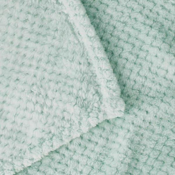 Flannel Fleece Tæppe, 127x178 CM Bløde Sofatæpper, Vaffel Fleece Tæpper til Sofa, Mintgrønt Tæppe