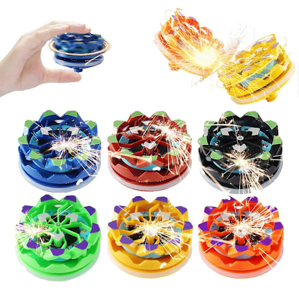 1/2/6 stk. Gnistrende Spindeltop Stressaflastning Bærbar Lysende Gyro Kollision Gnister Lysende Gyroskop 6pcs Mix Color