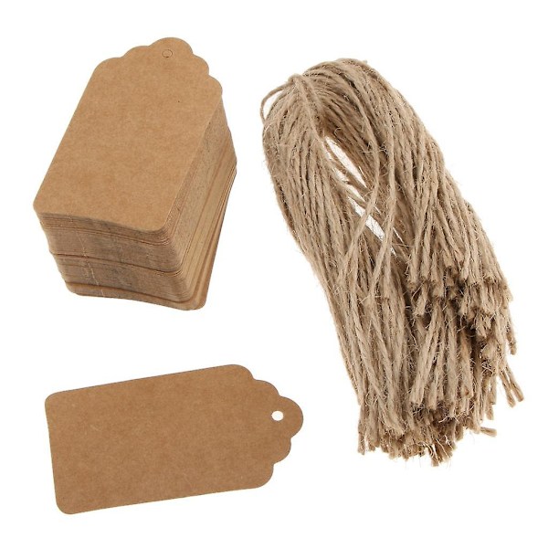100 stk. Julegavetags Bryllup Kraftpapir Gave Etiketter Pris Tags Brun