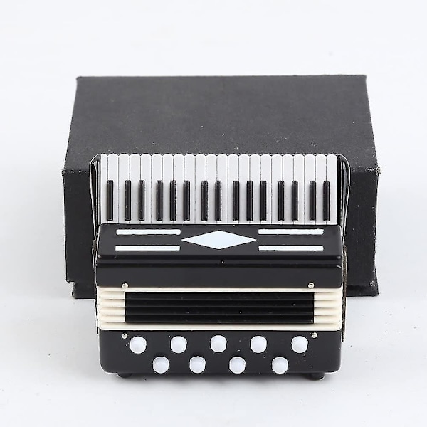 Miniature Harmonika med Etui Miniature Musikinstrument Replika Samlerobjekt
