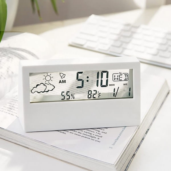 Digital klocka inomhus Termometer Väckarklocka LCD Veckodag Lättläst Kalenderpåminnelser Hem Väderövervakning