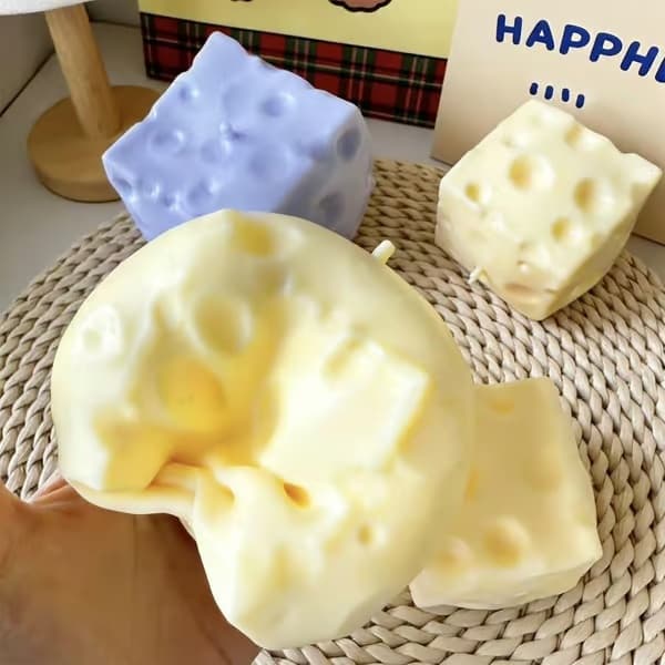 Stor Ost Squishy, Jumbo Squishy Ost Lykke Klemme Ost Klemmebolde, Blød Langsom-Rebound Terning Sensorisk Stresslindring, Stresslindring Yellow 1-st, 7cm