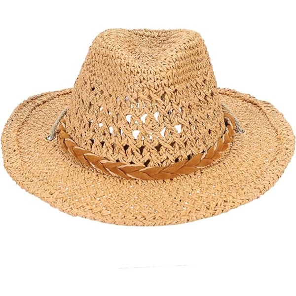 Foldbar Cowboy Hat, Formbar Bredskygge Solbeskyttelse Halmhatte Voksne Forår Sommer Anti UV Solhat Rejse Strand Cap