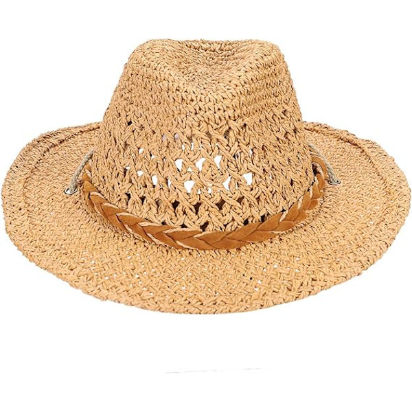 Hopfällbar Cowboyhatt Formbar Bred Brätte Solskydd Halmhattar Vuxna Vår Sommar Anti UV Solhatt Resa Strandmössa
