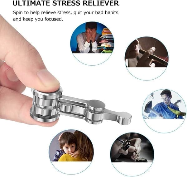 Fidget Spinner, Ultra Holdbar Finger Spinner Leketøy i Rustfritt Stål, Stresslindrende Sensoriske Leker for Voksne og Barn