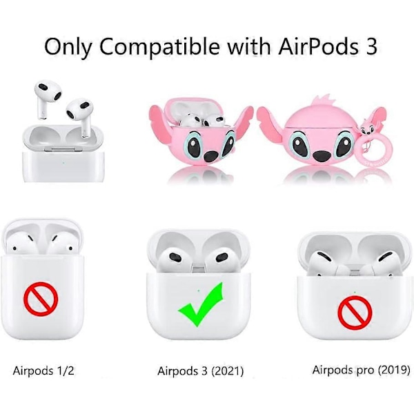 Passform designad för Airpods 3:e generationen 2021, Silikon Tecknad Söt Fodral Skyddande Stötsäkra Skal för Airpods 3 Angie standard