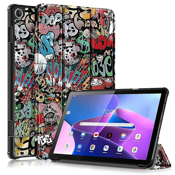 Læder Smart Tablet Etui Til Lenovo Tab M10 10.1 3. Gen Graffiti