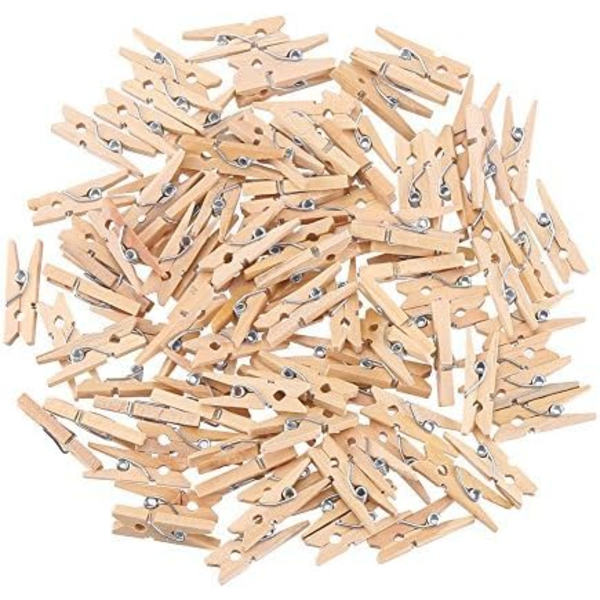 100 stk. Mini Tretrepinne Klips Foto Pins Farget Håndverk, Naturlig