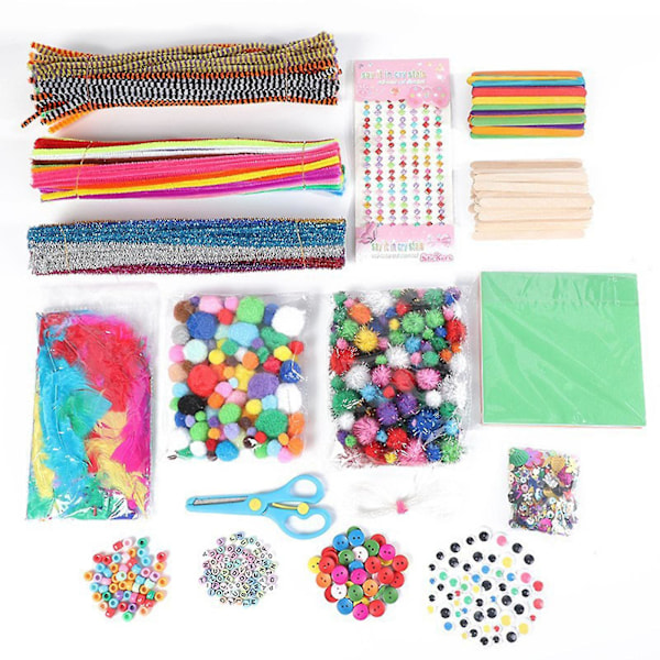 Barnens Konst- och Hantverkssats - DIY Bärbar Låda Med Över 1 000 Material För Kreativa Projekt,hw blue