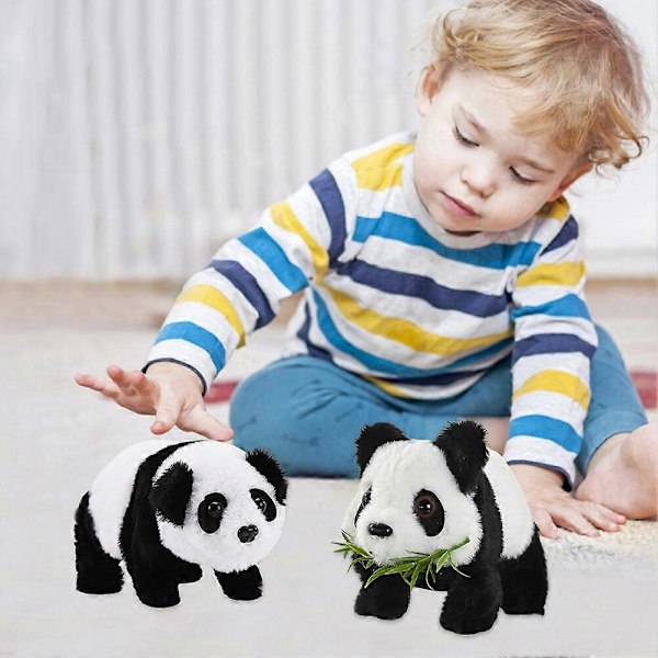 Elektrisk Panda Plysleje, Laver Lyde, Gående Panda Plysle, Lydlegetøj, Elektrisk Dyr, Bevægelig Panda, Interaktivt Legetøj til Børn Bamboo Leaf Panda