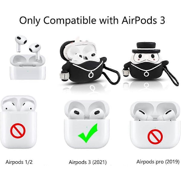 Passform designad för Airpods 3:e generationen 2021, Silikon Tecknad Söt Fodral Skyddande Stötsäkra Skal för Airpods 3 Penguin standard