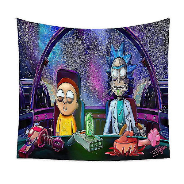 Rick And Morty Tema Gobelin Soveværelse Vægophæng Gobeliner Dekoration B 150*200CM