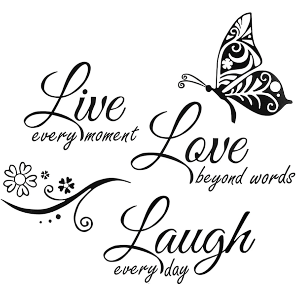 Live Love Laugh -seinätarrat, Motivoivat seinätarrat, Seinätaidekoriste, Koti- ja makuuhuoneen sisustukseen